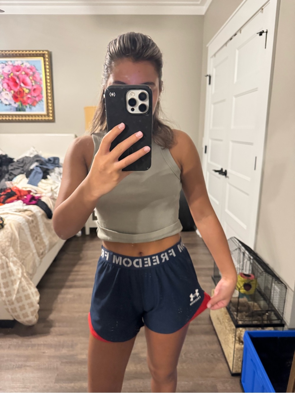 Under Armour with Navy and Red Trim Athletic Shorts